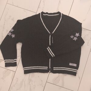 Black Cardigan with Star Accents